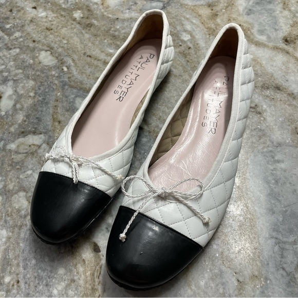 Paul Mayer Shoes - Paul Mayer Attitudes Ballet Flats White/Black Women’s Classic Chic